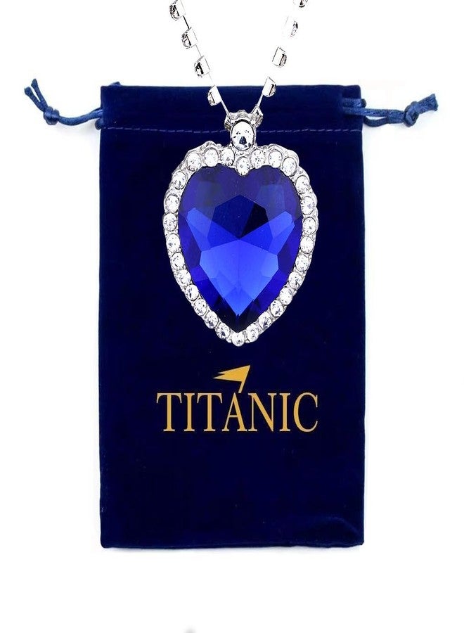 Mingkeda Titanic Heart the Ocean Simulated Blue Sapphire Silver Necklace Pendants Jewelry Titanic Jewelry Gifts for Woman (Blue) - Image 1